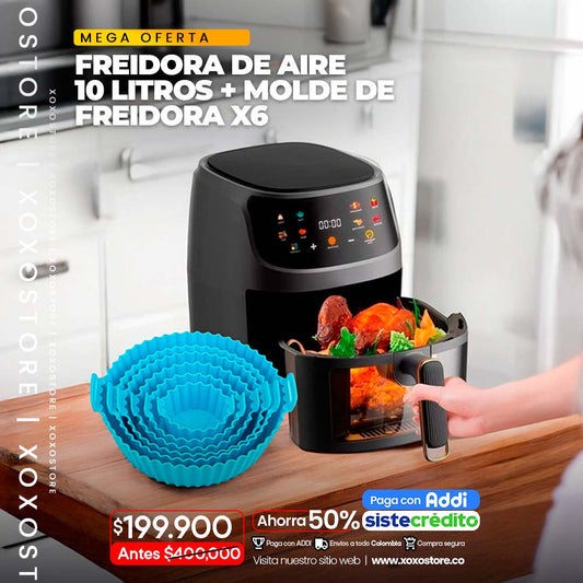 Freidora de aire 10 litro+ kit de molde de siliciona x6