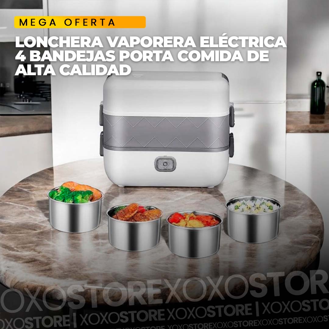 Lonchera Vaporera Eléctrica 4 Bandejas Porta Comida De Alta Calidad