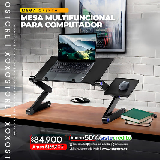 MESA PLEGABLE PARA PC PORTATIL AJUSTABLE - 2 VENTILADORES