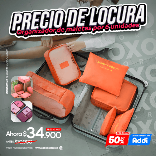 Organizador de maletas de viaje  x6 unidades