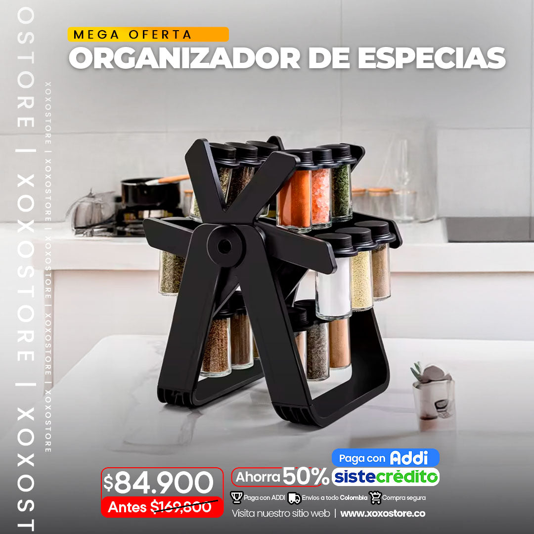 Organizador de condimentos carrusel 18 tarros