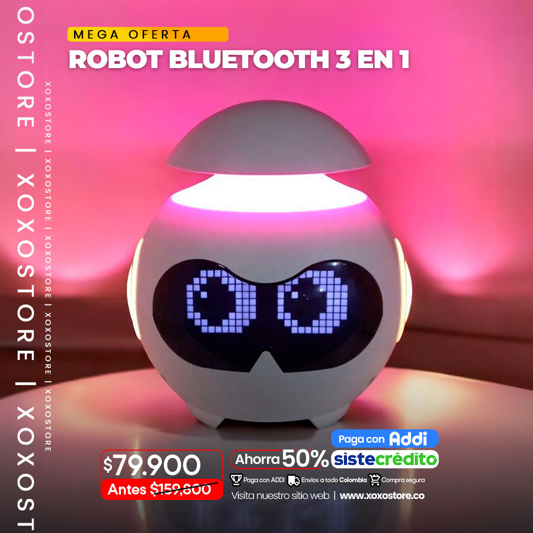 Robot 3 en 1 parlante bluetooh, despertador , lampara