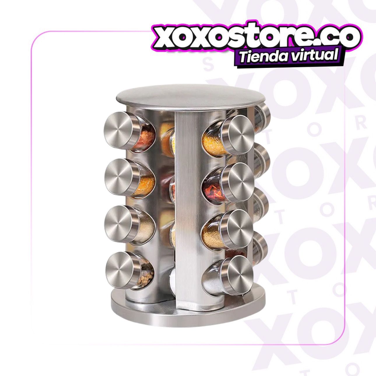 Organizador de condimentos de 16 piezas plateador