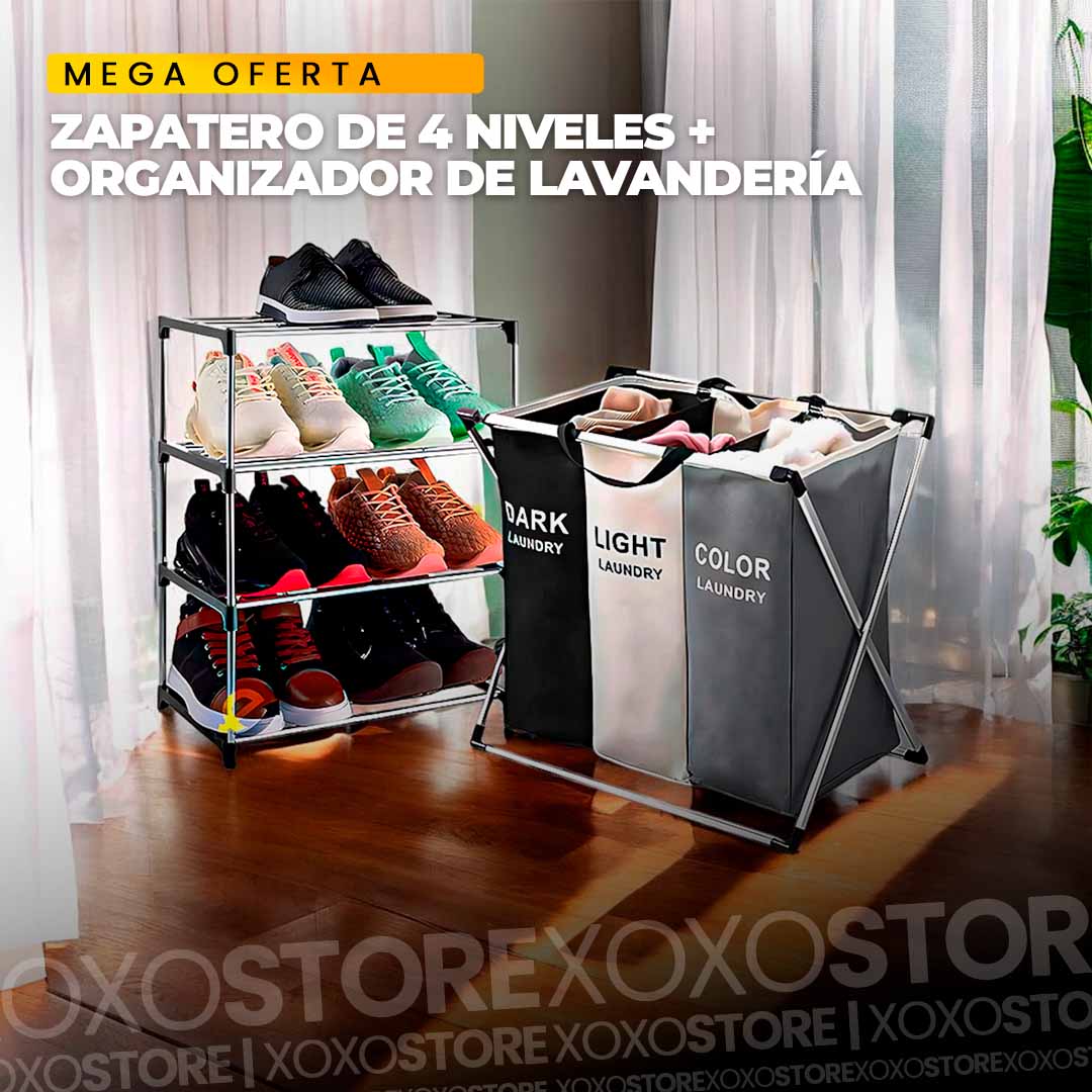 Combo hot sale organizador de lavanderia + zapatero de 4 niveles