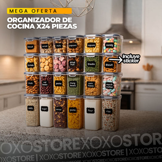 kit de recipientes de cocina organizadores 24 PIEZAS (INCLLUYE STICKER)