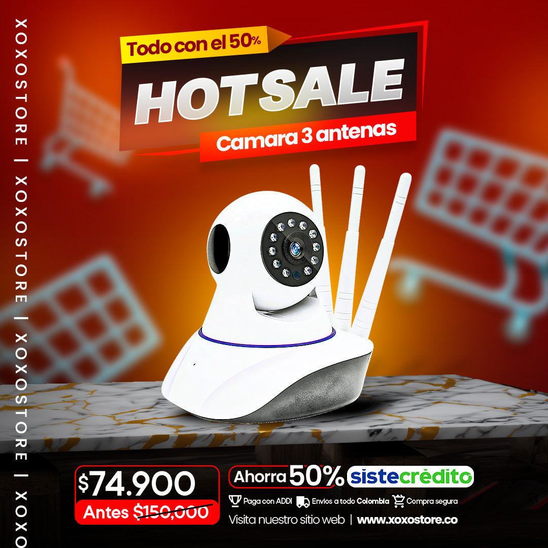 CAMARA ROBOTICA INALAMBRICA WIFI 3 ANTENAS 360° V. NOCTURNA 1080P