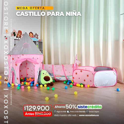 Castillo para niña con piscina para pelotas