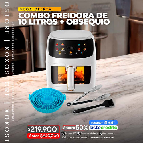 Freidora de 10 litros mas moldes de siliciona x 6 mas obsequio