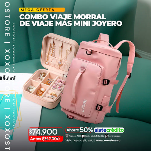 Combo de viaje 1 morral de viaje + mini joyero