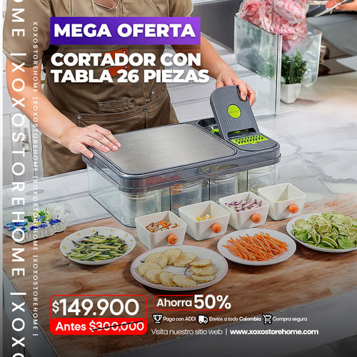Picador con tabla y recipientes 26 piezas