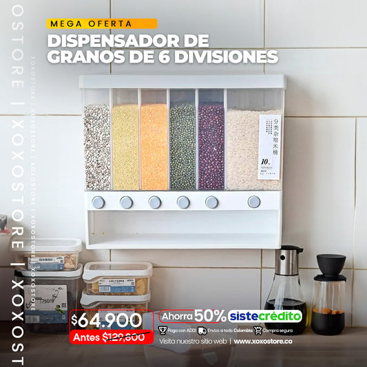Dispensador  de granos de 6 divisiones