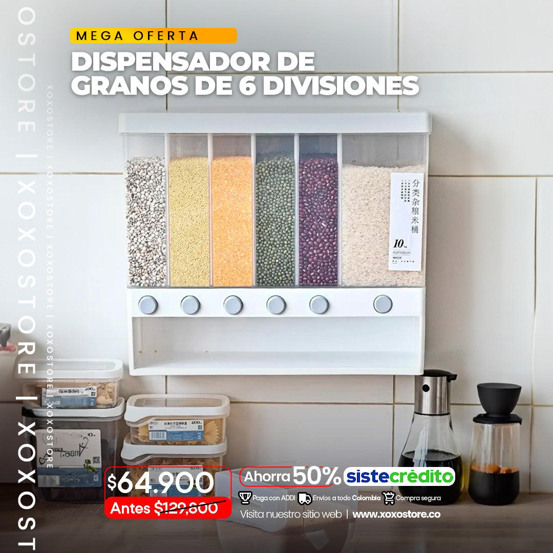 Dispensador  de granos de 6 divisiones