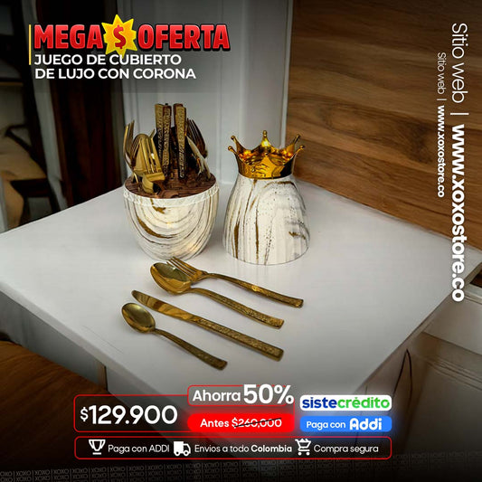 Juego de cubiertos de 24 piezas corona MARMOLEADOS