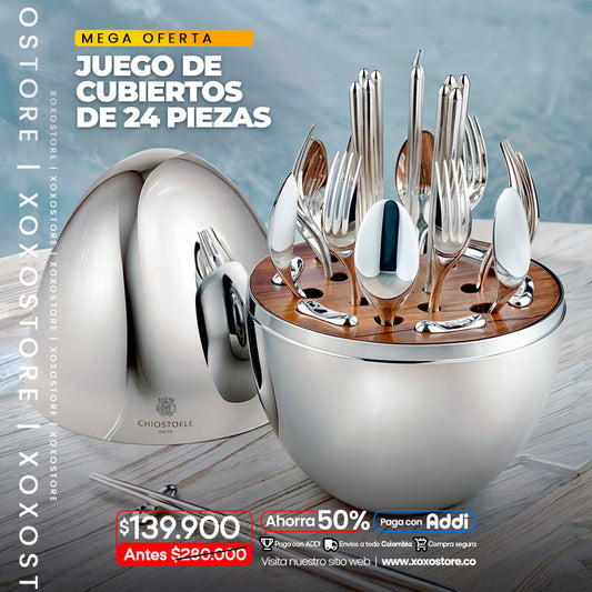 Set de cubiertos 24 piezas base forma de huevo