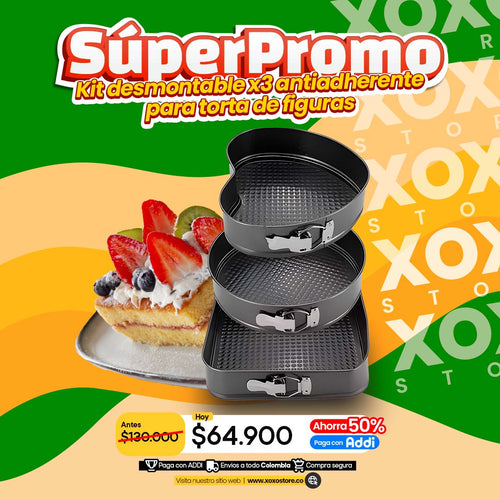 Kit x 3  de moldes para tortas