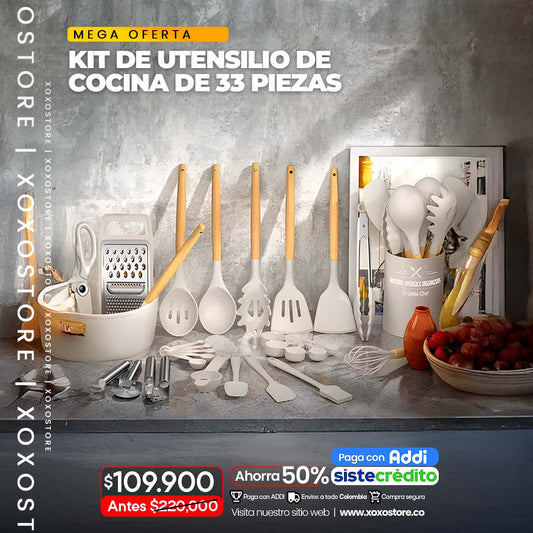 Mega kit de utencilios de cocina de 33 piezas