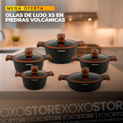 Olla de luejo piedras volcanicas X5