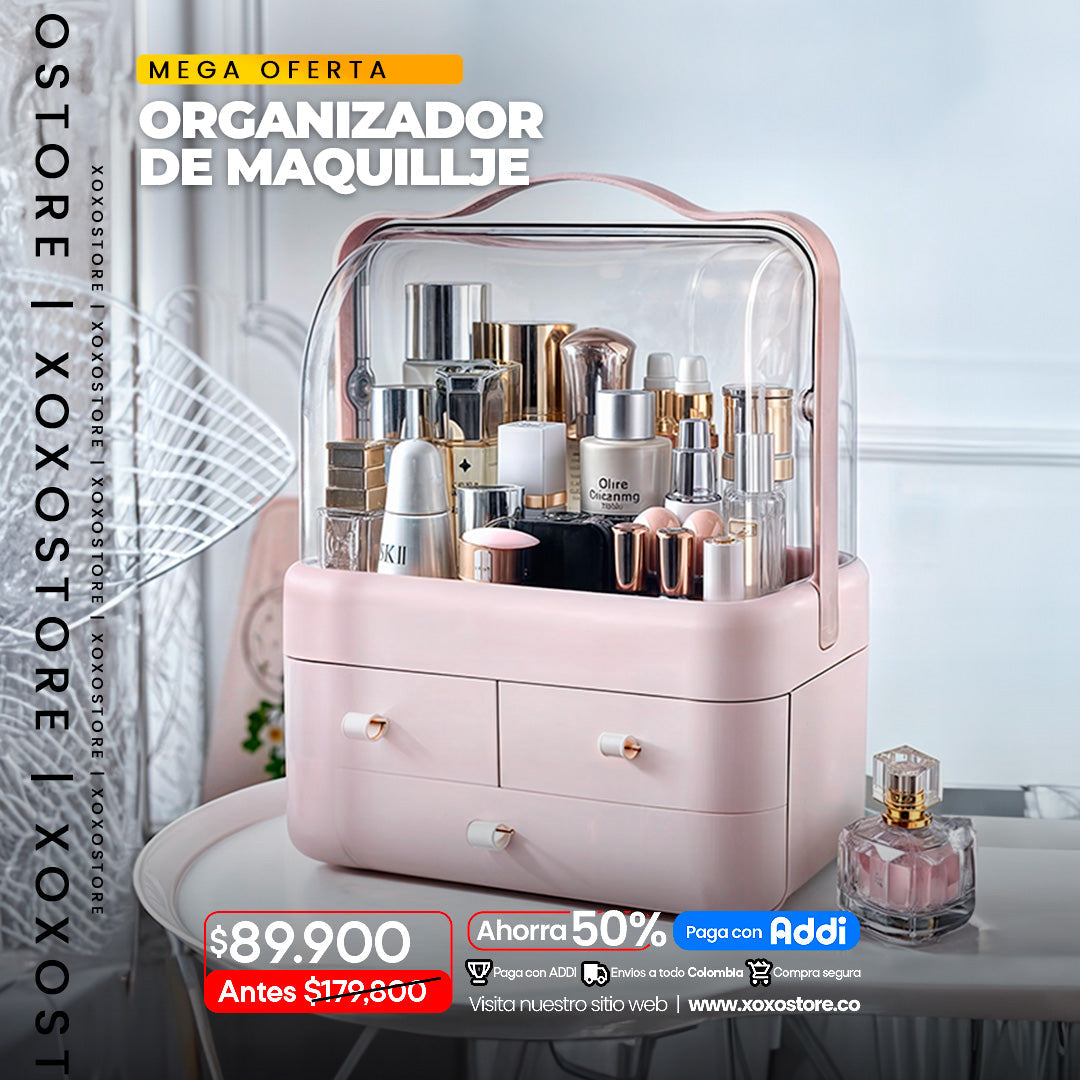 Organizador de maquillaje con tapa