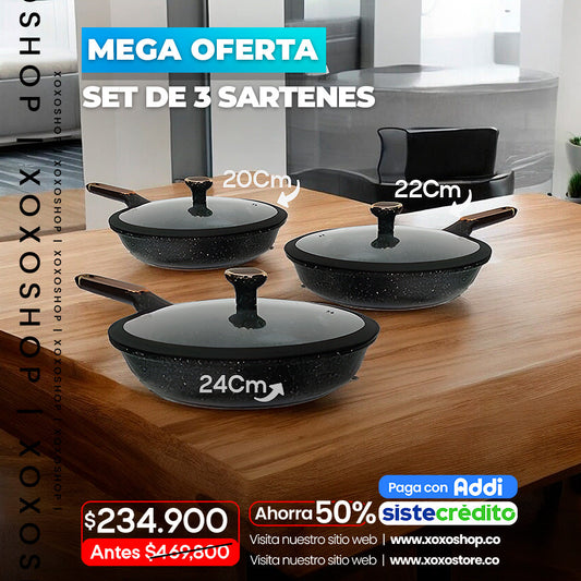 Set de 3 sartenes para cocina