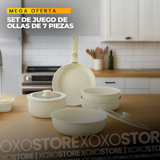 Juego de ollas de 7 piezas virales con mango desmontable