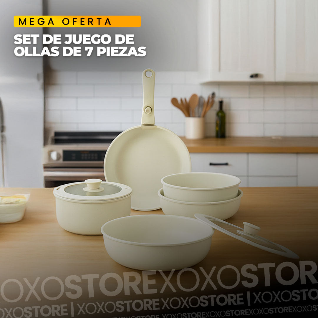 Juego de ollas de 7 piezas virales con mango desmontable