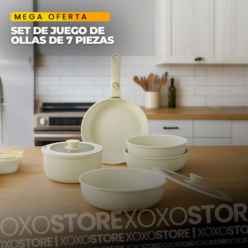 Juego de ollas de 7 piezas virales con mango desmontable