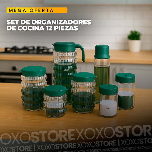 Set de 12 piezas de organizadores de vidrio