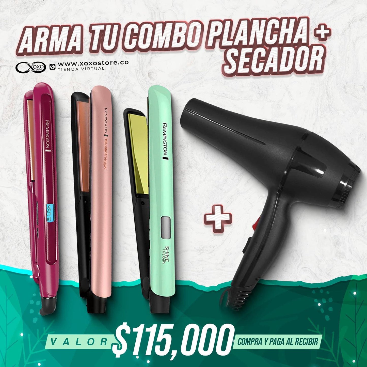 COMBO DE PLANCHA DE CABELLO MAS SECADOR 3000W