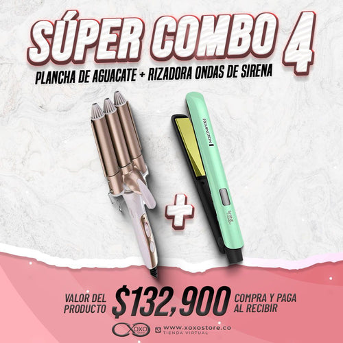 COMBO PLANCHA DE AGUACATE MAS RIZADORA ONDAS DE SIRENA