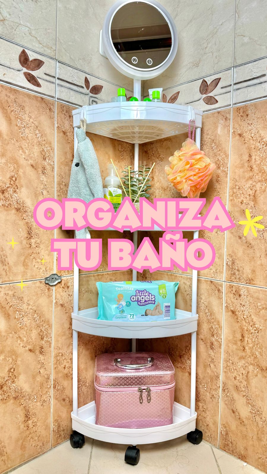 Organizador plastico esquinero de baño de 4 niveles