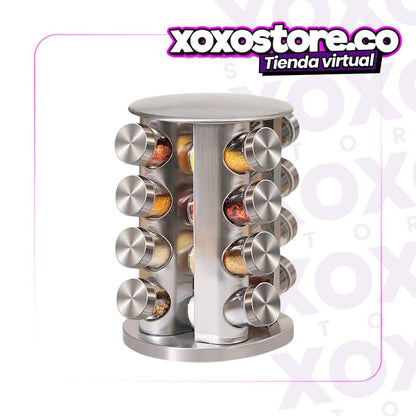 Organizador de condimentos de 16 piezas plateador