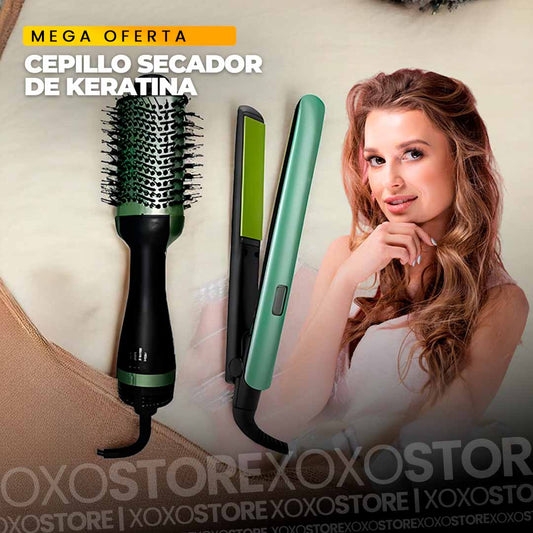 Combo cabello aguacate cepillo secador+ plancha de aguacate