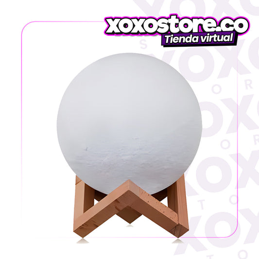 LAMPARA LUNAR 3D  MULTICOLOR + BASE DE MADERA