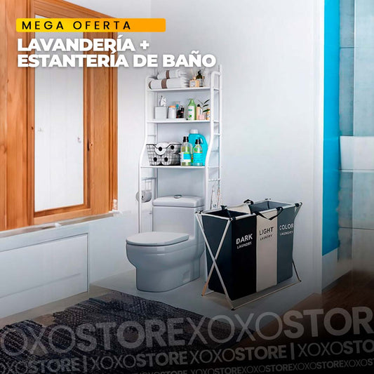 Estanteria de baño+organizador de lavanderia COMBO BAÑO